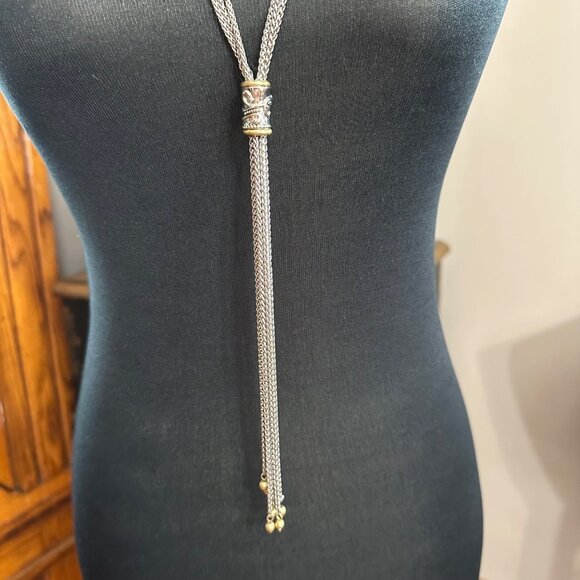 Chico's Necklace Jewlery Statement 30" Adjustable Silver Tone Multistrand Y Drop - Picture 3 of 6